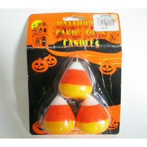 Decorative Halloween candy corn candles Unscented new in package